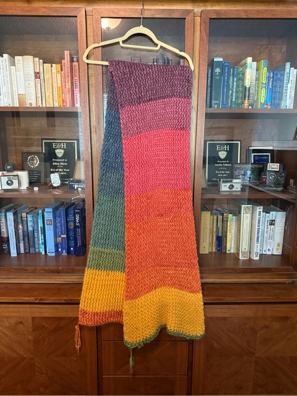 Handmade Rainbow Knit Long Scarf